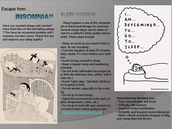 Escape from Insomnia Brochure, page 1