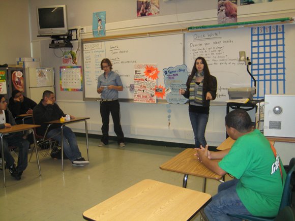 Barbara Barnes and Laura Bomes present at Menlo Atherton High School