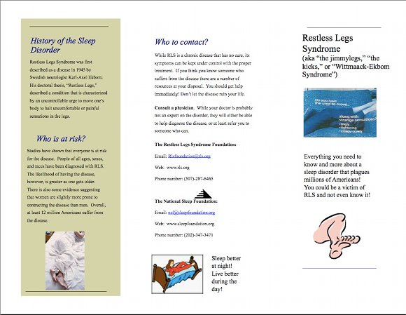 Restless Leg Syndrome Brochure 2011