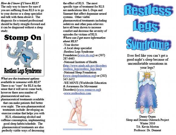 Restless Legs Syndrome Brochure By Danny Organ 