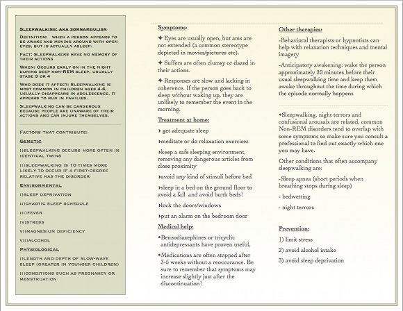 Sleepwalking Brochure, page 2