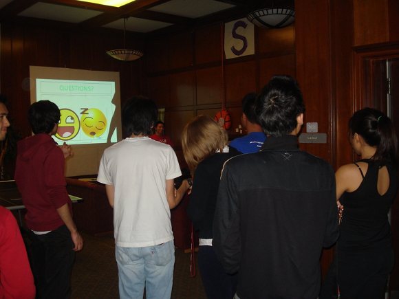 Jessica Guenther and Alexander Chen present at Stanford's Burbank house