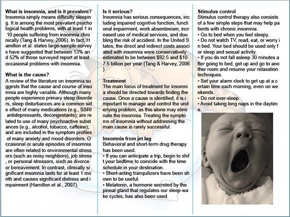 Escape from Insomnia Brochure, page 2 Escape from Insomnia Brochure, page 2