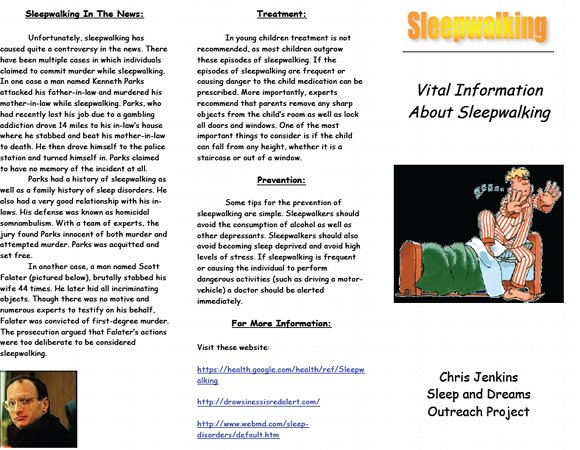 Vital information about sleepwalking Brochure, page 1