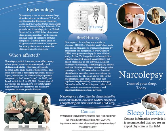 Narcolepsy Control Your Sleep Brochure, page 1