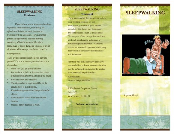 Sleepwalking Brochure, page 1