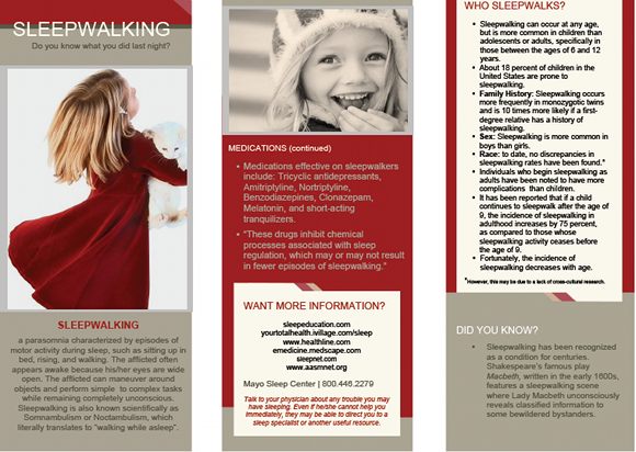 Sleepwalking - Do you know what you did last night? Brochure, page 1