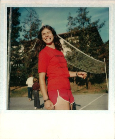 Dr. Kim Harvey playing volleyball at Stanford Summer Sleep Camp