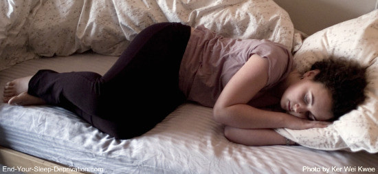 The foetus or foetal sleeping position - One of six common sleeping positions
